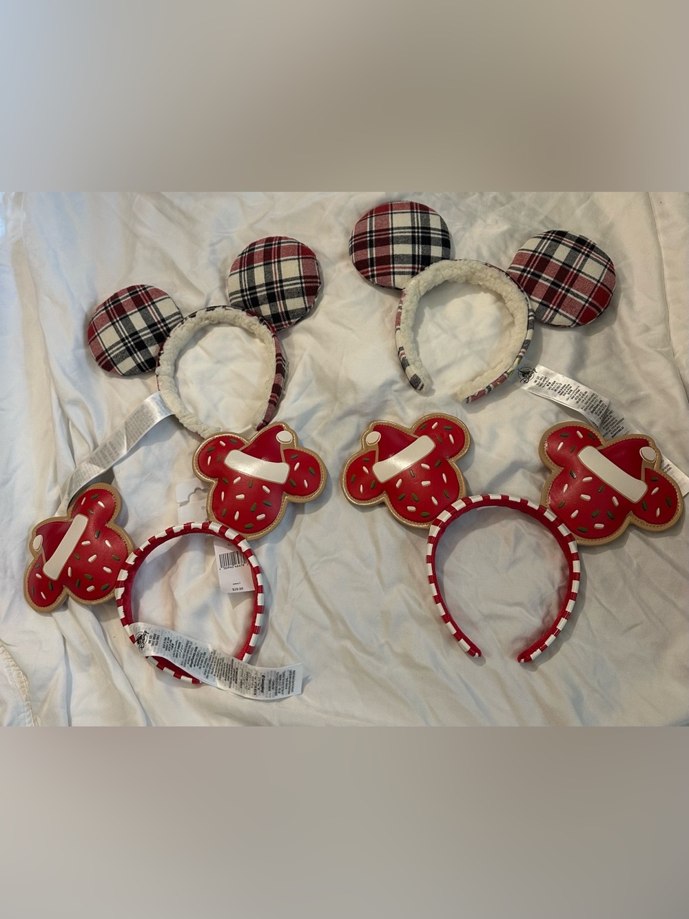 DisneyChristmas Holiday Mickey Ears Headband Bundle Set of 4 (NWT & Pre-owned)